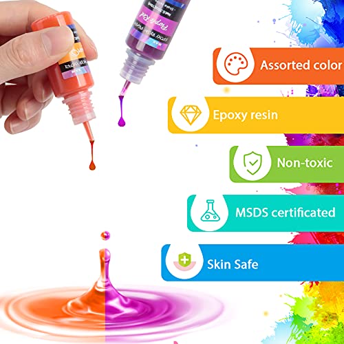 Epoxy Resin Pigment, 27 Bottles Resin Colorant Liquid Dye for Jewelry Make