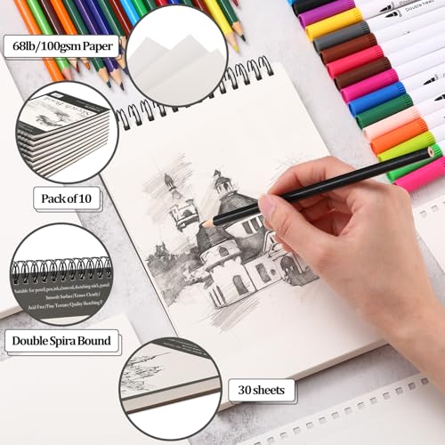 Jexine 60 Pcs Sketch Book Bulk 5.5"x8.5" Top Spiral Bound,Tree - style: Tree