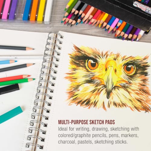U.S. Art Supply 9"x12" Sketch Book Pad, Spiral Bound 100 Sheets Each,2-Pack - size: 9-x-12-inch