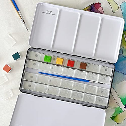 FCLUB 100PCS Clear Watercolor Full Pans, Empty Paint Pans - color: Clear, size: 24 Pieces 3 ml Full Pans