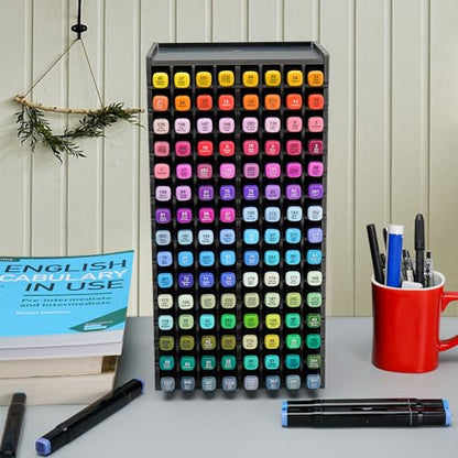 SANFURNEY Art Marker Storage Rack for 120 Markers Black - size: Rack for 120 Markers - Black
