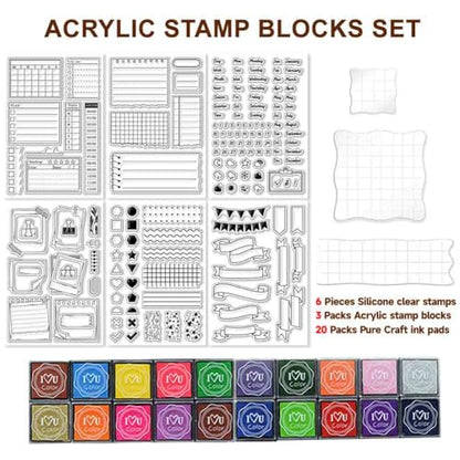 29 Pcs Journal Stamps for Crafting Card Making Supplies Set - style: 29Pcs Planner Clear Stamps