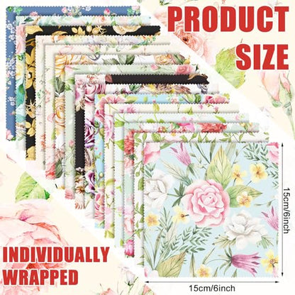 Copkim 24 Pcs Floral Eyeglasses Cleaning Cloths, Soft Reusable Lens Wipes