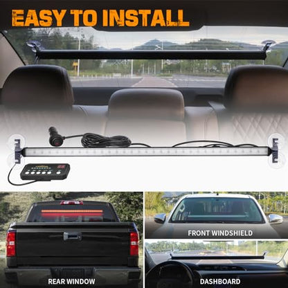 XRIDONSEN 35 inch Traffic Advisor Light Bar 144 LED Red Emergency Lights - color: Red