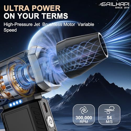 Powerful Air Duster, Rechargeable Blower, Turbo Fan, Barber Gifts - color: Bright Silver
