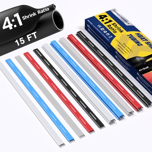 haisstronica 15Ft 4:1 Heat Shrink Tubing Kit 1/4" 5 Colors - size: 1/4"
