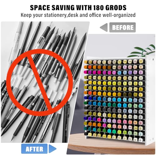 Marker Organizer,180 Slots Marker Holder Organizer with Removable Divider - size: 180 slots