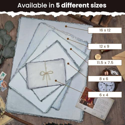LEATHER VILLAGE Grey Deckled Edge Handmade Watercolor Paper 4x6 - color: Grey Toned, size: 6"X4"