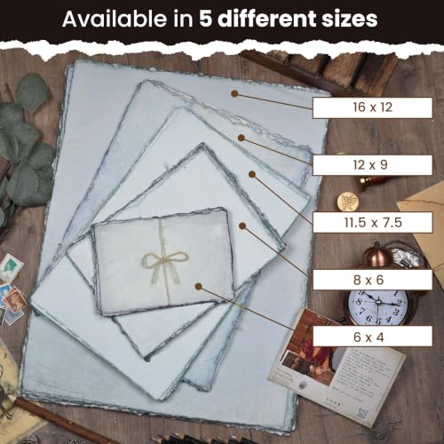 LEATHER VILLAGE Grey Deckled Edge Handmade Watercolor Paper 6x8 - color: Grey Toned, size: 8"X6"