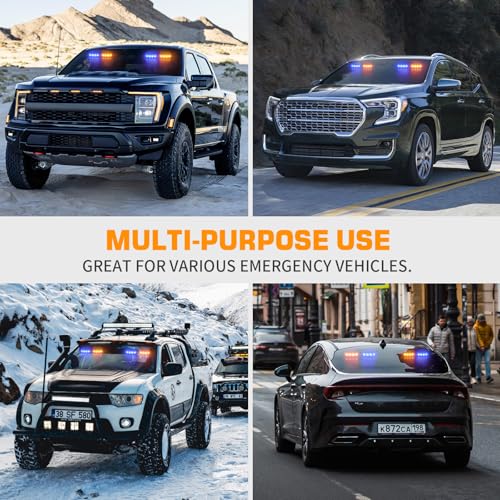 XRIDONSEN 2 in 1 Dash Strobe Lights Front/Rear 16 LED Windshield Lights - color: Amber/Blue