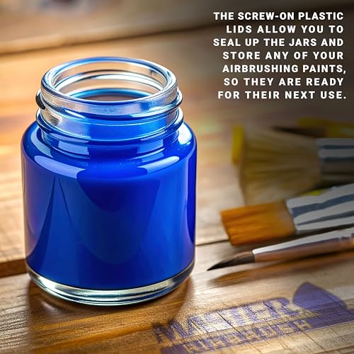 Master Airbrush Pack of 10, TB-007 Empty 3/4 oz. (22cc) Glass Jar Bottles - size: 0.75oz - Glass - Side-Feed