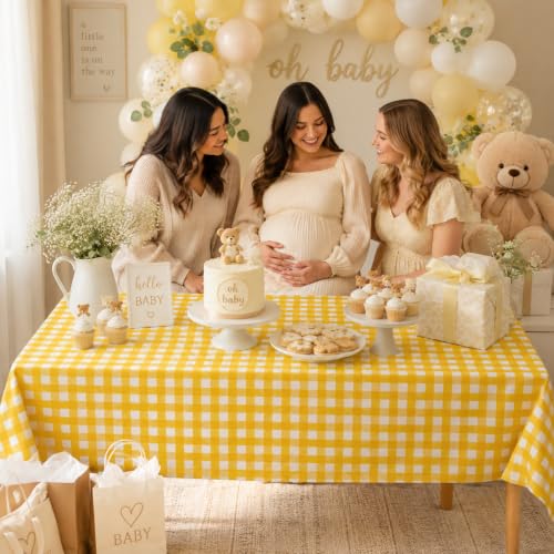 3 Pcs Yellow Gingham Tablecloths, Checkered Party Table Covers 54x108 Inch - color: Yellow