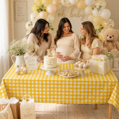 3 Pcs Yellow Gingham Tablecloths, Checkered Party Table Covers 54x108 Inch - color: Yellow