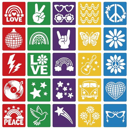 CUTHOLLOW 25 PCS Vintage Peace Painting Shape Stencils Sets - style: 25pcs-Vintage Peace Patterns