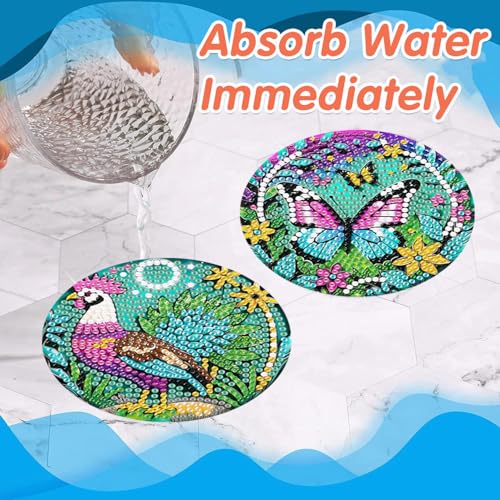 ijbnhd 8 PCS Animals Diamond Painting Coasters 4X4inch(Cork Wooden Pad) - color: Animals