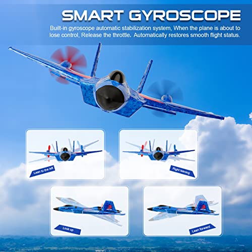 F22 RC Fighter Plane 2CH Ready to Fly RC Airplane for Beginners - color: Blue F-22 Raptor