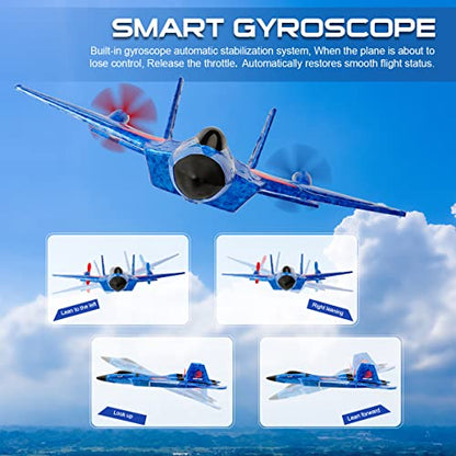 F22 RC Fighter Plane 2CH Ready to Fly RC Airplane for Beginners - color: Blue F-22 Raptor