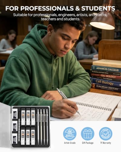 Nicpro 4 Pack Mechanical Pencil 0.7mm, MB1000 Metal Mechanical Pencil Set - style: 4 Pack （0.7mm）