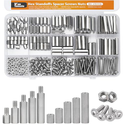 M3 Hex Standoffs Spacer Screws Nuts, 270Pcs Stainless Steel Standoff Kit - size: M3 kit