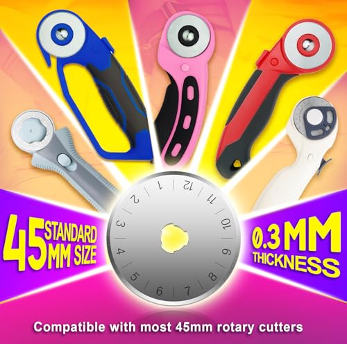 DIYSELF 20 Pack 45mm Rotary Blades, SK7 Rotary Cutter Replacement Blades - color: 20 Pack