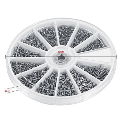 600pcs Small Screws Nuts Assortment Kit Stainless Steel Hardware 12 Size M1 M1.2 M1.4 M1.6, Nut