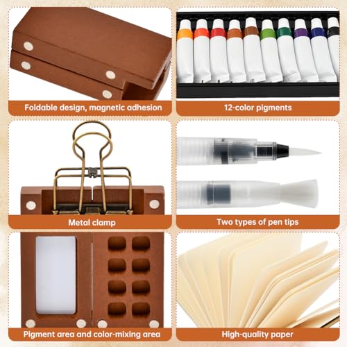 Pocket Artist Watercolor Travel Set, Portable Mini Watercolor Palette Kit