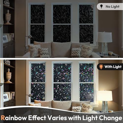 Haton Rainbow Blackout Window Film, Total Light Blocking 35.4" x 78.7" - color: Black, size: 35.4" x 78.7"