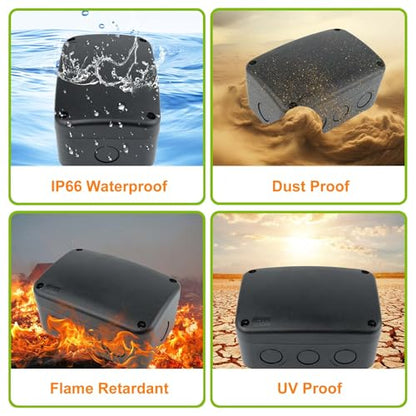 greencycle Junction Box, Project Box IP66 Waterproof Outdoor Box ABS Plastic Electrical Boxes Electronic Enclosure Black,4.9 x 3.3 x 2.3 inch (125x86x62mm) - color: Black, size: 4.9x3.3x2.3"