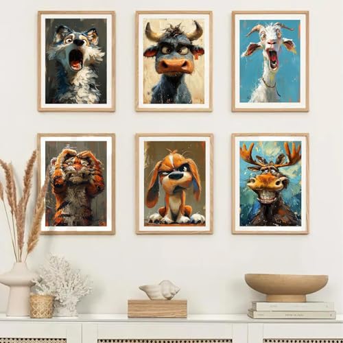 EIBEILI Diamond Art Kits for Adults-6P Funny Animal Diamond Painting Wall