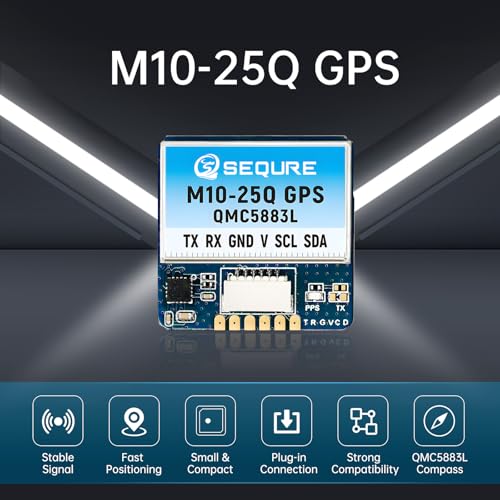 SEQURE M10-25Q FPV GPS Module with QMC5883L Compass Dual Protocol Upgraded 10th Generation Chip Fast Satellite Positioning for FPV Racing Drones - size: M1025Q
