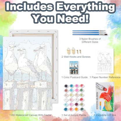 Kalonyth Seagull Framed Paint by Numbers Kit for Adults Beginner 8x12 inch - color: Frame-OP-US05