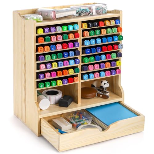 Dicunoy Pen Organizer for Desk, Marker Storage Rack, 17 Slots for 98 Pens