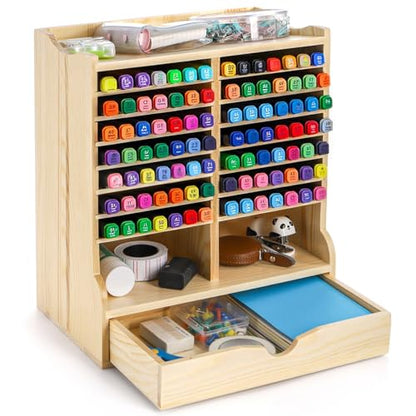 Dicunoy Pen Organizer for Desk, Marker Storage Rack, 17 Slots for 98 Pens