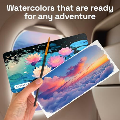 ARTISTRO Watercolor Paint Set with Palette & Brush Pens - 168 Colors