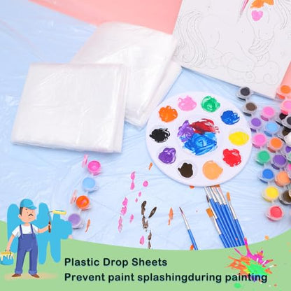 30 Pieces Plastic Drop Cloth, Plastic Drop Sheets, 9x12 Ft, Clear