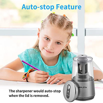 JARLINK Electric Pencil Sharpener, Heavy Duty Helical Blade, Auto Stop - color: Gray