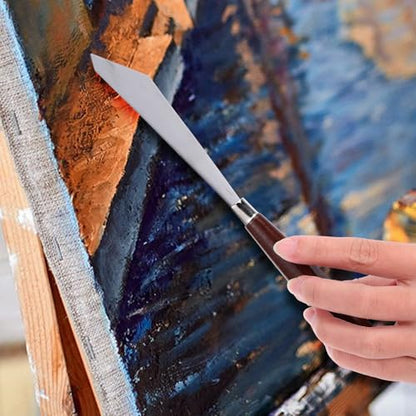 4 Pcs Pallet Knife Set, Stainless Steel No.19 No.20 Palette Knives Art Spatula with Wood Handle Scraper for Oil Canvas Acrylic Sculpting Mixing Texturing