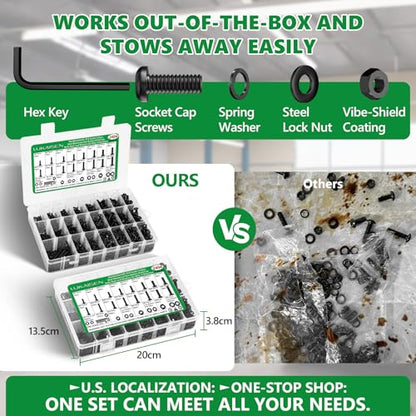 2404PCS Screw Assortment Kit, M2-M5 10.9 Alloy Steel Hex Button Cap Bolts - size: M2 M3 M4 M5 2404pcs 2