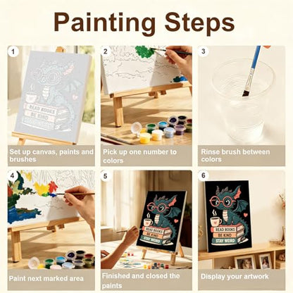 Gemozaic Framed Paint by Numbers Kit for Adults - Black Dragon & Books - color: BKH2557