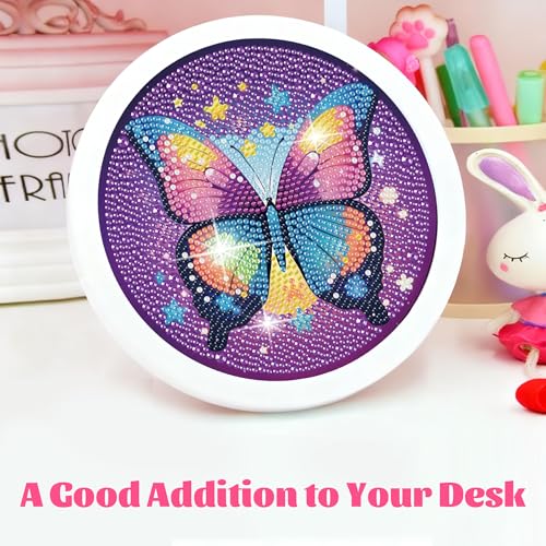 Gemozaic Butterfly Diamond Art Kits for Kids Ages 6-8-12, Round Frame, 8x8 - color: CC1024