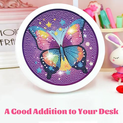 Gemozaic Butterfly Diamond Art Kits for Kids Ages 6-8-12, Round Frame, 8x8 - color: CC1024