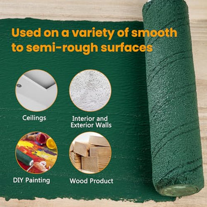 Microfiber Paint Roller 9 Inch, 3/8 Inch Nap, 12 Pack - color: 9 inch paint roller 12 pack
