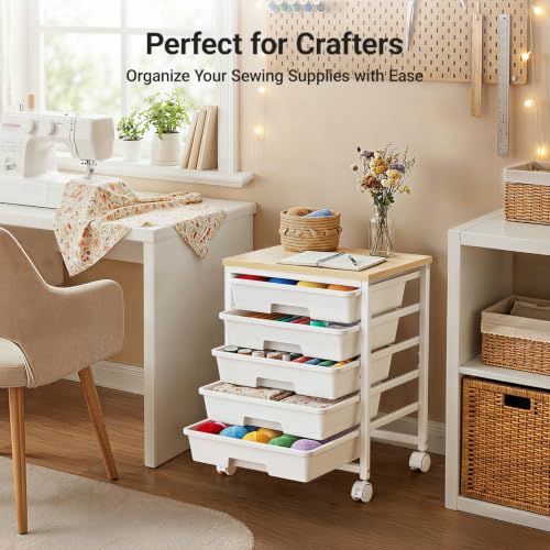 Pipishell Rolling Cart with 5 Drawers, Craft Storage Cart, Class White - color: Classic White, size: 5-Drawers
