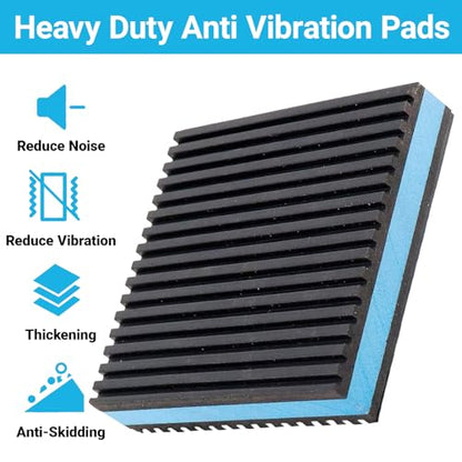 4 Pack Heavy Duty Anti Vibration Pads, 4" x 4" x 7/8" Ribbed Rubber Isolation Mat with EVA Core for Air Compressor, Treadmill, Washer, Dryer, HVAC, AC Unit – Noise Reduction, Non-Slip, Outdoor Ready