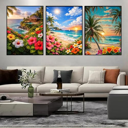 Ekuxom 3 Pack Diamond Art Kits for Adults-Beach Diamond Painting - color: 3 Pack-Beach