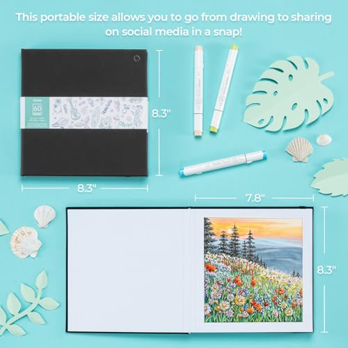 Ohuhu 8.3"x8.3" Double-Sided Bleedproof Marker Pad Art Sketchbook 60 Sheets - size: 8.3" x 8.3"