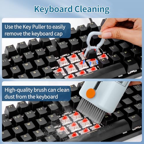Keyboard Cleaner Laptop Cleaning Kit - 12 in 1 Computer Tech Cleaning Brush, Electronic Screen Cleaner with Multi-Function Cleaning Pen for MacBook, Tablet, iPhone, Earbuds, Camera, Lens - color: Blue