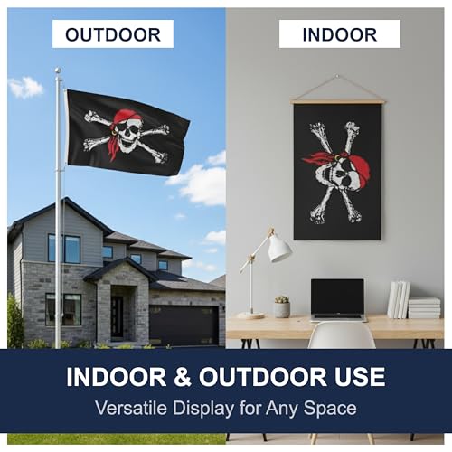 SSK® Pirate Outdoor Flag - Large 3' x 5', Weather-Resistant Polyester - color: Pirate