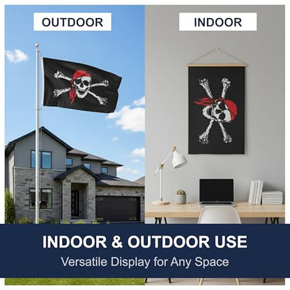 SSK® Pirate Outdoor Flag - Large 3' x 5', Weather-Resistant Polyester - color: Pirate