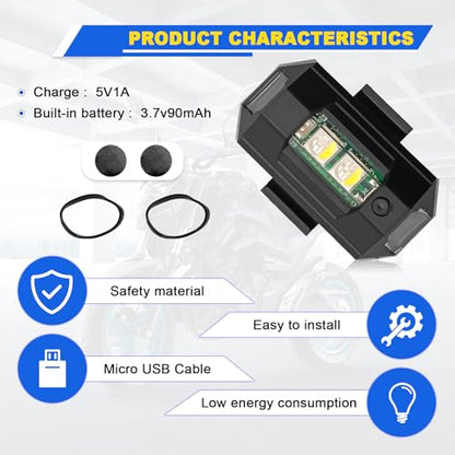 4PCS Rechargeable Night Warning Light LED Strobe Lights 7 Colors Drone Anti-Collision Lights for Car Motorcycle Boat